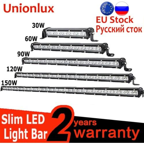 Straight Slim LED Work Light Bar Single Row 7" 13" 20" 25" 32" 38'' 60W 90W 120W 150W 180W For SUV 4X4 ATV Off Road ATV 12V