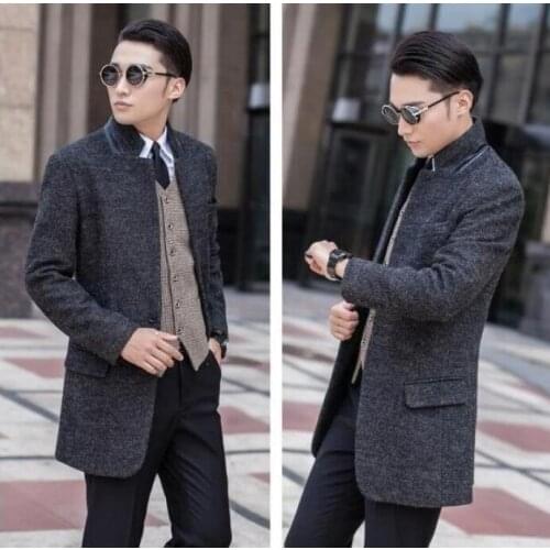 Woolen coat men trench coats made in china korea long sleeves overcoat mens cashmere coat casaco masculino inverno erkek england