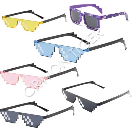 Fashion cool Pixel grid Sunglasses deal with it Kids cosplay action Game Toys Square Glasses christmas gifts for children kids