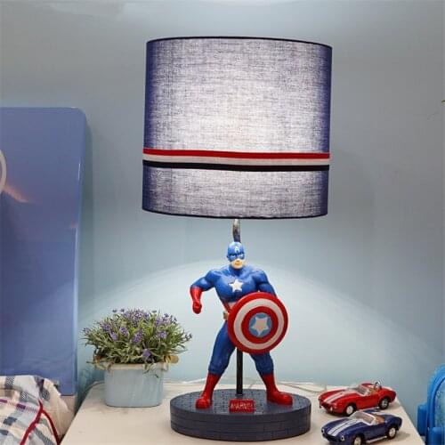 Modern Cartoon American Captain Table Lamps Childrens Room Boy Bedroom Room Bedside Gift Study Desk Lights Decorative Fixtures