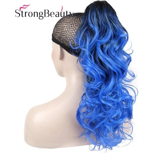 StrongBeauty 20" Curly Synthetic Clip In Claw Drawstring Ponytail Hair Extension Synthetic Hairpiece 180g with a jaw/claw clip
