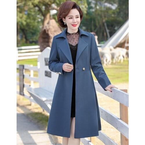 Fashionable spring autumn long trench coat solid color waist double-breasted windbreaker large size hot search trench coat A774