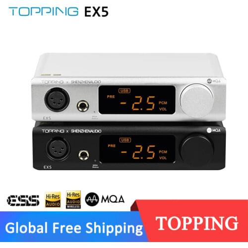 TOPPING EX5 MQA DAC Headphone Amplifier ES9038Q2M*2 Bluetooth 5.0 Decoder with Remote Control