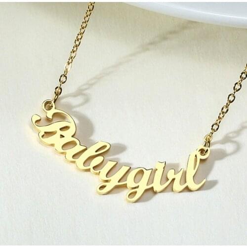 Customize Thick Metal Nameplate Pendant Stainless Steel Women Chokers Fashion Wedding Engagement Necklaces