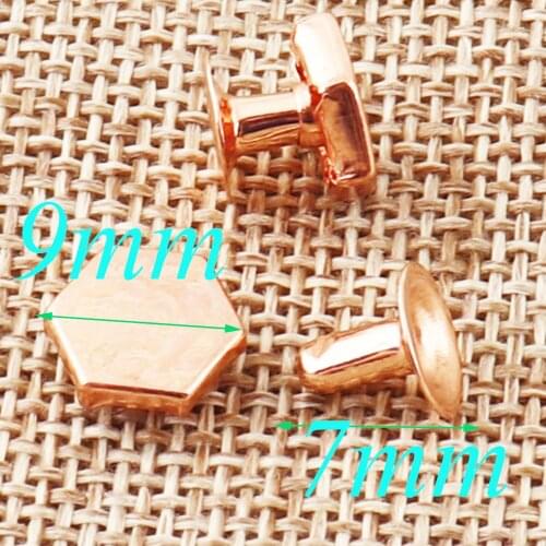 100 Sets Rose Gold Double Cap Rivets Studs Leather craft Rivet Fastener Snaps Prong Studs 3/8"(9mm) Riveted