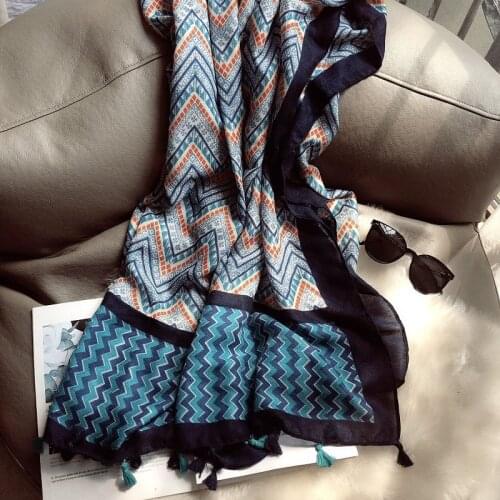 Ladies Spain New Fashion Wave Striped Line Tassel Viscose Shawl Scarf Autumn Muffler Headband Foulards Wrap Hijab Snood 180*90Cm