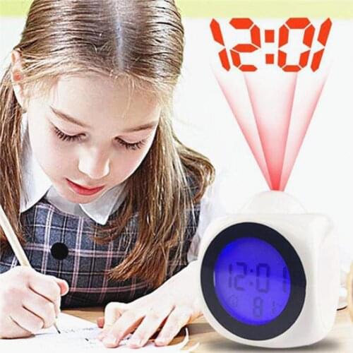 1pc LCD Voice Report Clock Luminous Display Multi-function LED Projection Electronic Alarm Clock Digital U4Y4