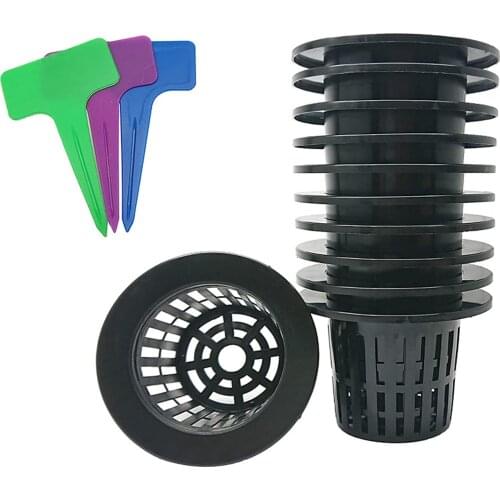 4 Inch Net Cups Slotted Mesh Pots Baskets With 15Pcs Plant Labels