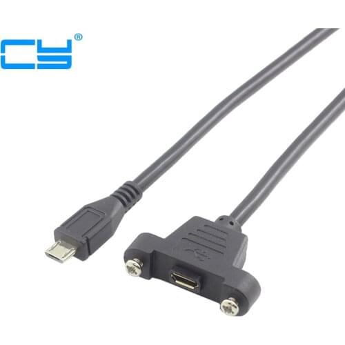Micro-USB 5pin Micro USB USB 2.0 Male Connector to Micro USB 2.0 Female Extension Cable 30cm 50cm With screws Panel Mount Hole