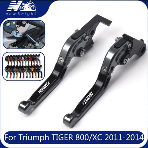 20 Colors CNC Aluminum Adjustable Folding Extendable Motorcycle Brake Clutch Levers For Triumph TIGER 800/XC 2011 2012 2013 2014