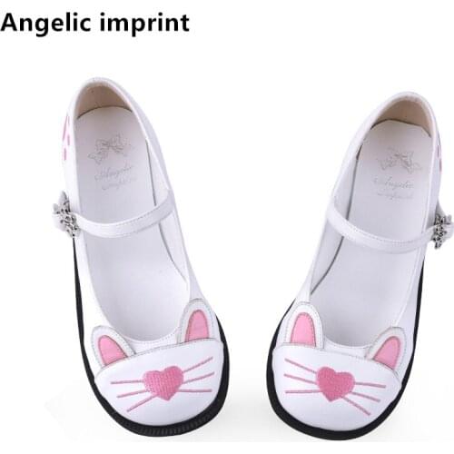Angelic imprint woman mori girl lolita cosplay college shoes lady low heels Pumps women student dress party shoes cat face 3cm