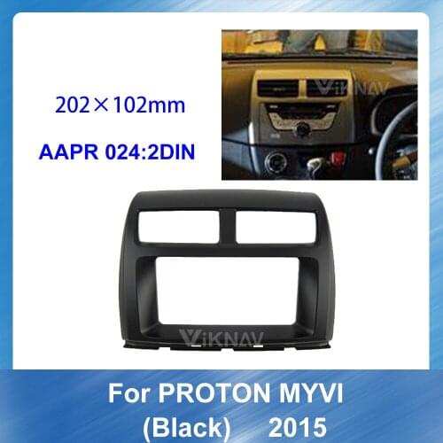 Car Radio Fascia for PROTON MYVI 2012 BLACK DVD frame Dash Mount Kit Adapter Trim Facial Panel Frame Dashboard 2 Din