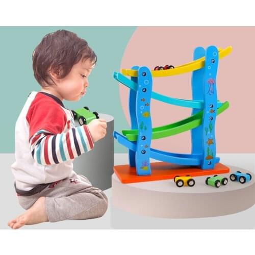 Free Shipping Wooden Classic Roller Coaster Children Toys Miniature Speeding Car Scale Models Game Kids Educational Wood Blocks