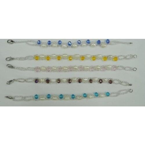 100% nature freshwater pearl bracelet with small crystal beads