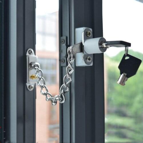 1PC Aluminum Window Chain Anti-Theft Lock Plastic Steel Window Lock Childproof Safety Lock Casement Window Safety Chain Lock