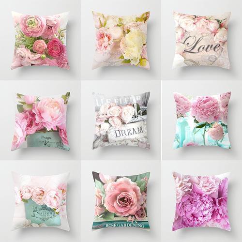 European rose flower pillow sofa pillow case mattress plush fabric pillow decorative office chair cushions home decor