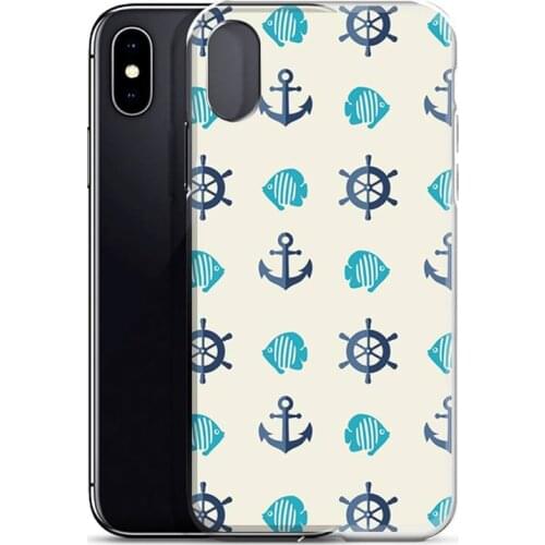 Striped anchor boat ship wheel Phone Case for iPhone 11 12 pro XS MAX 12 12Mini 8 7 6 6S Plus X SE 2020 XR phone case