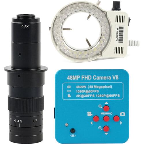 38MP 1080P 2K HDMI USB Digital Video Microscope Camera TF Video Recorder 180X 300X 100X 200X 500X C Mount Lens For PCB Soldering