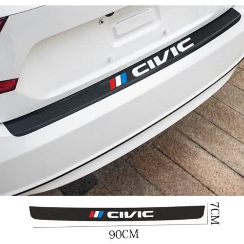 For Honda Civic 10th 8th Type R 2008 2012 2018 Carbon Fiber Car Rear Bumper Trunk Guard Protected Leather Stickers Vinyl Decals