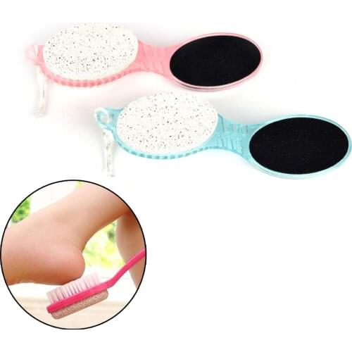 HOT 4 In 1 Foot Pumice Grind Feet Stone Scrubber Care Callus Remover Brush Pedicure Exfoliate Two Sides Clean Dust Dead Skin