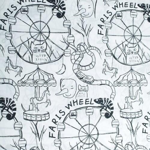 HLQON cotton sateen Animal amusement park fabric for sewing women clothing upholstery tissue wedding dress patchwork DIY