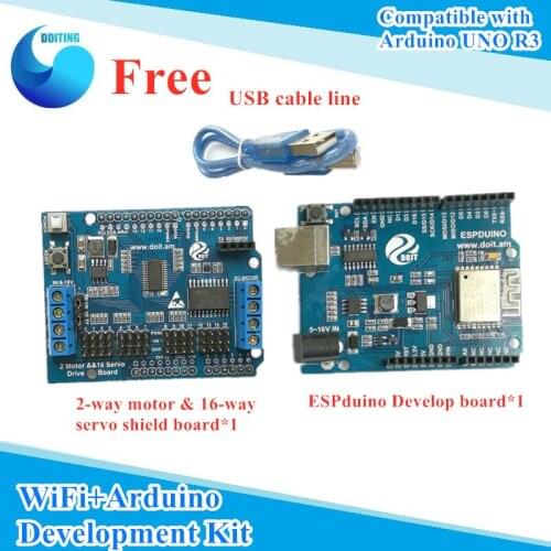 WiFi+Arduino Development Kit base on ESPduino Development Board+ Motor Driver Board compatible with Arduino UNO R3