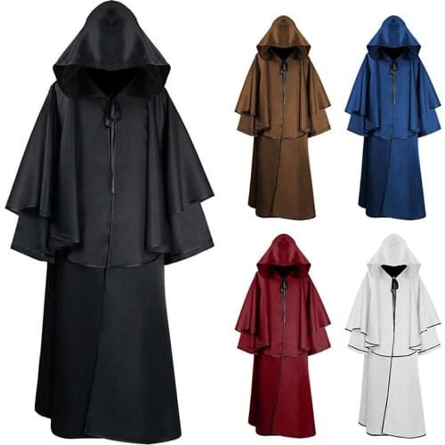 Wizard Costume 2021 Winter Cosplay Demon Slayer Medieval Robe Hooded Cloak Suit Nightmare Carnival Party Slayer Gothic Unisex