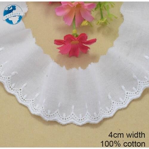 4cm white 100% cotton embroidery lace french lace ribbon fabric guipure diy trims warp knitting sewing Accessories#3724