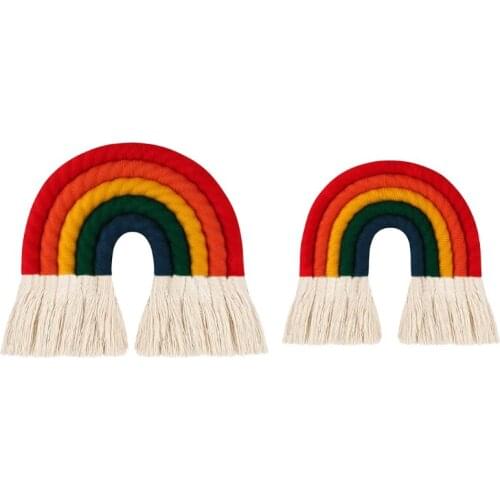 Macrame Handmade Rainbow Wall Hanging Home Decoration Bohemian Woven Cotton Tapestry Handicraft Gift