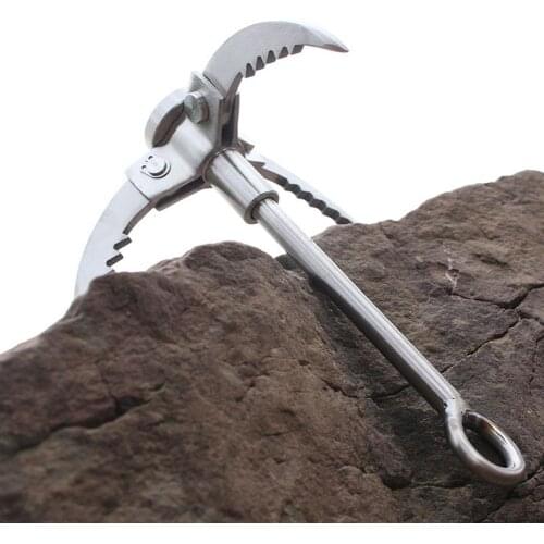 Outdoor Climbing Survival Foldable Steel Grappling 3-Claw Hook Carabiner Tool Multifunction Grappling Climbing Claw
