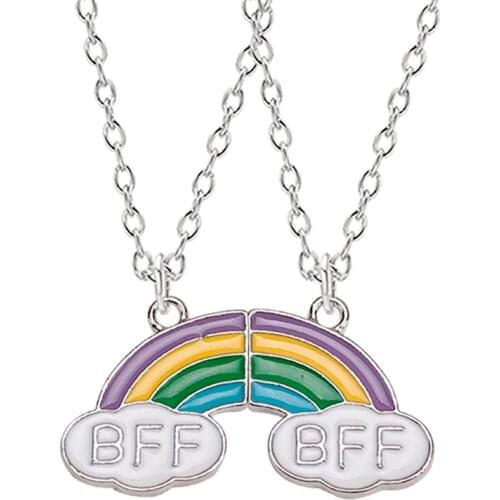 Fashion Vintage New Best Friend Rainbow Necklace BFF Friendship Pair Pendant Choker Couple Birthday Jewelry Wholesale 2021