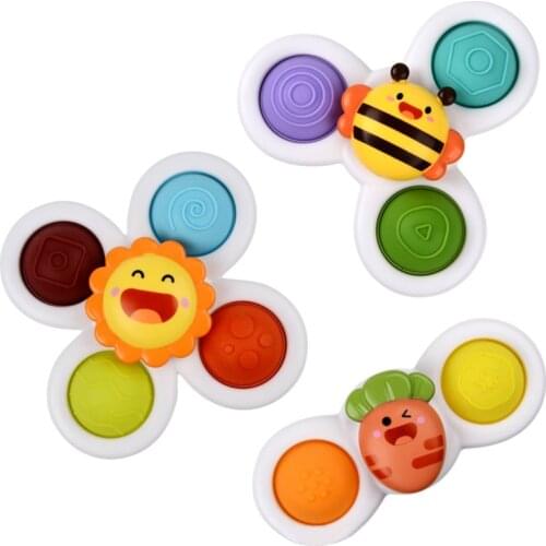 3pcs Cartoon Insect Baby Rattles For 0-12 Months Boys Girls ABS Fidget Spinner Gyro Toy Relief Stress Fingertip Toy For Kid Gift