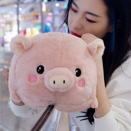Stuffed Plush Toy Cartoon Hand Warm Nap Pillow Soft Cute Pink Pig Sleeping Doll Toy For Children Chrictmas Gift 35cm
