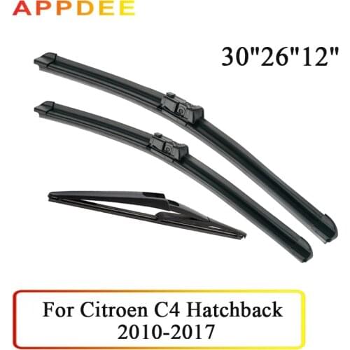 APPDEE Wiper Front & Rear Wiper Blades Set For Citroen C4 Hatchback 2010 - 2017 2016 2015 2014 Windshield Windscreen 30"+26"+12"