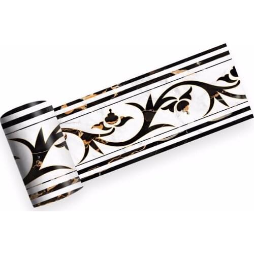 Funlife Creativity Waist Line Baseboard Ancient Greek Pattern Kitchen Vanity Rectangular Dining Room Edge Line Wall Sticker BS03