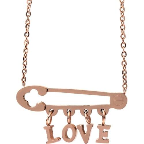 Romantic Gift 316L Stainless Steel Fashion LOVE Letter Necklaces Pendants Alfabet Link Chain Choker Necklace Women Jewelry