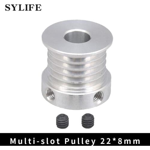 Multi-Slot Belt Pulley 6061 Aluminum 22mm Dia 8mm Inner Hole Diameter