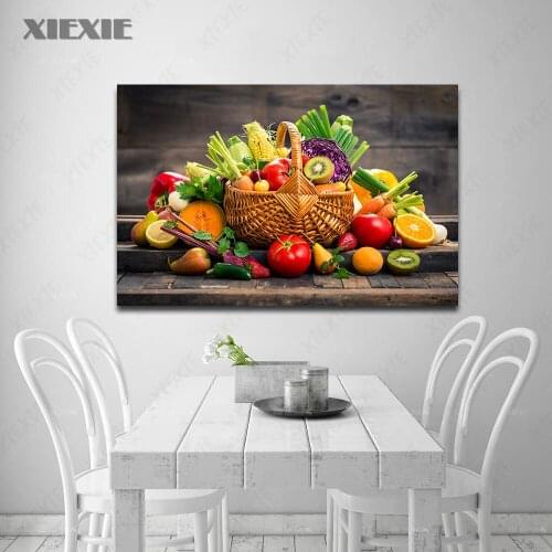 Modern Fruit and Basket Wall Art Poster Canvas Painting Prints Minimalist Posters and Prints for Kitchen Dining Room Decoration