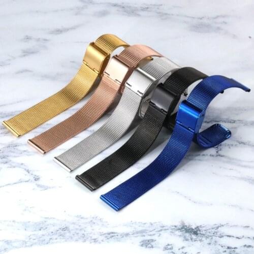 Universal Milanese Watch Strap 8mm 10mm 12mm 14mm 16mm 18mm 20mm 22mm 24mm Stainless Steel Watchband Blue Gold Band Accessories