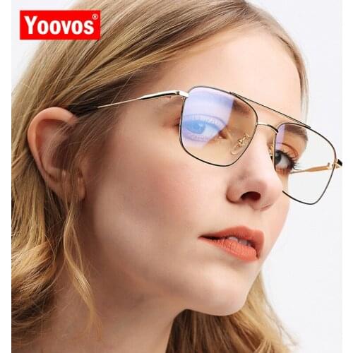 Yoovos Luxury Glasses Frame Women 2021 Metal Eyeglasses Frame Flat Mirror Eyewear Frame For Mens Retro Okulary Gafas De Marca