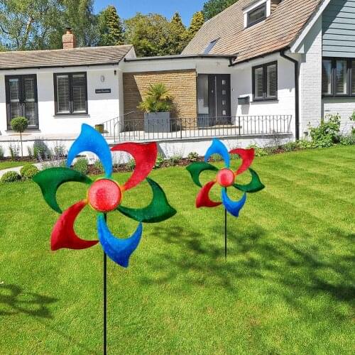 Iron Windmill Rotating Wind Spinner Garden Ornament Vertical Lawn Insert Courtyard Decor for Outdoor Garden Accessories Dropship