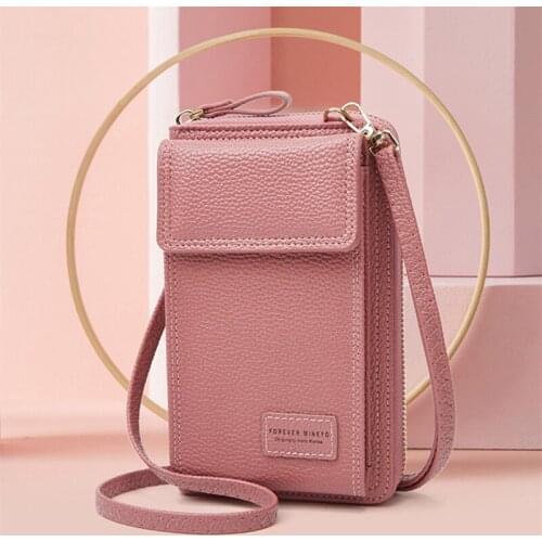 Ladies Wallet Mobile Phone Bag Lychee Pattern PU Leather Multicolor Mini Ladies One Shoulder Messenger Bag Wallet