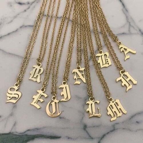 AsqueenQ necklace for women letter necklace women Gold Chain stainless steel necklaces old english font chains Christmas gift