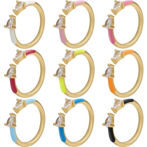 ZHUKOU NEW gold color Snake Eye Ring for women Enamel Open Ring summer Dripping oil rings Fashion Jewelry Wholesale VJ252