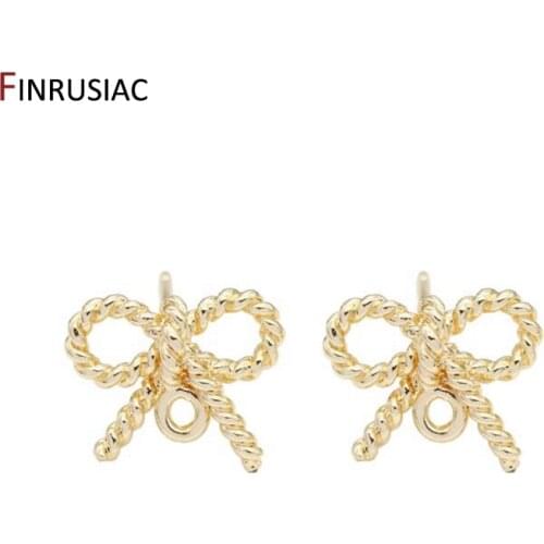 10*13mm 14K Gold Plated Bow Earring Post Earring Hooks Findings DIY Making Earrings Accessories Wholesale