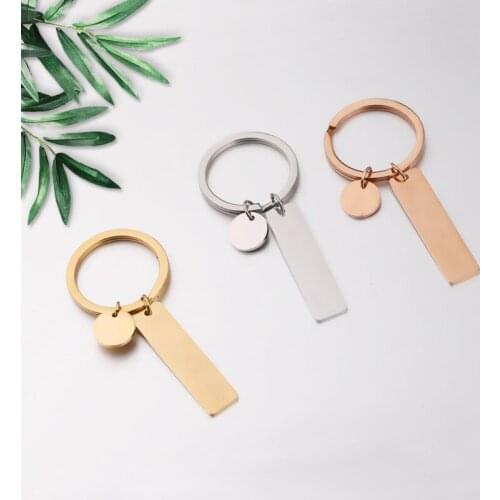 100% Stainless Steel Rectangle & Round Charm Blank For Engrave Metal Rectangle & Round Tag Keyring Mirror Polished 10pcs