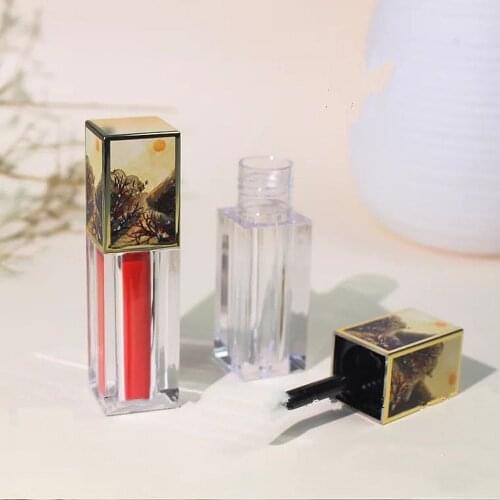 100pcs 4.5ml square empty lip tube ABS Elegant Refillable Clear lip gloss wand tubes liquid lip container cosmetic lipgloss