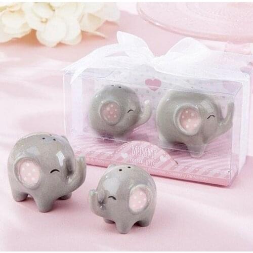 100pcs=50sets Baby shower favor 'Mommy and Me - Elephant ceramic Salt and Pepper Shaker Wedding Favors and Gifts wa3781