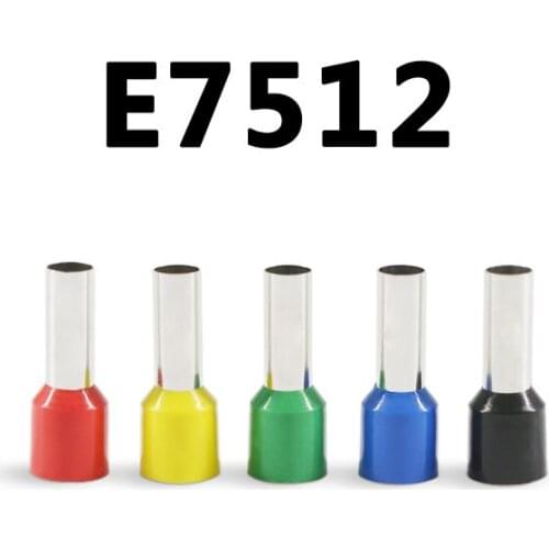 100pcs E7512 20AWG Long Tube Insulated End Terminal Wire Copper Crimp Connector VE7512
