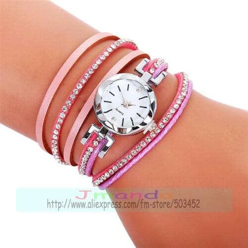 100pcs/lot hot selling mini belt lady leather watch bling crystal elegance casual wrist watch for women wholesale clock watches